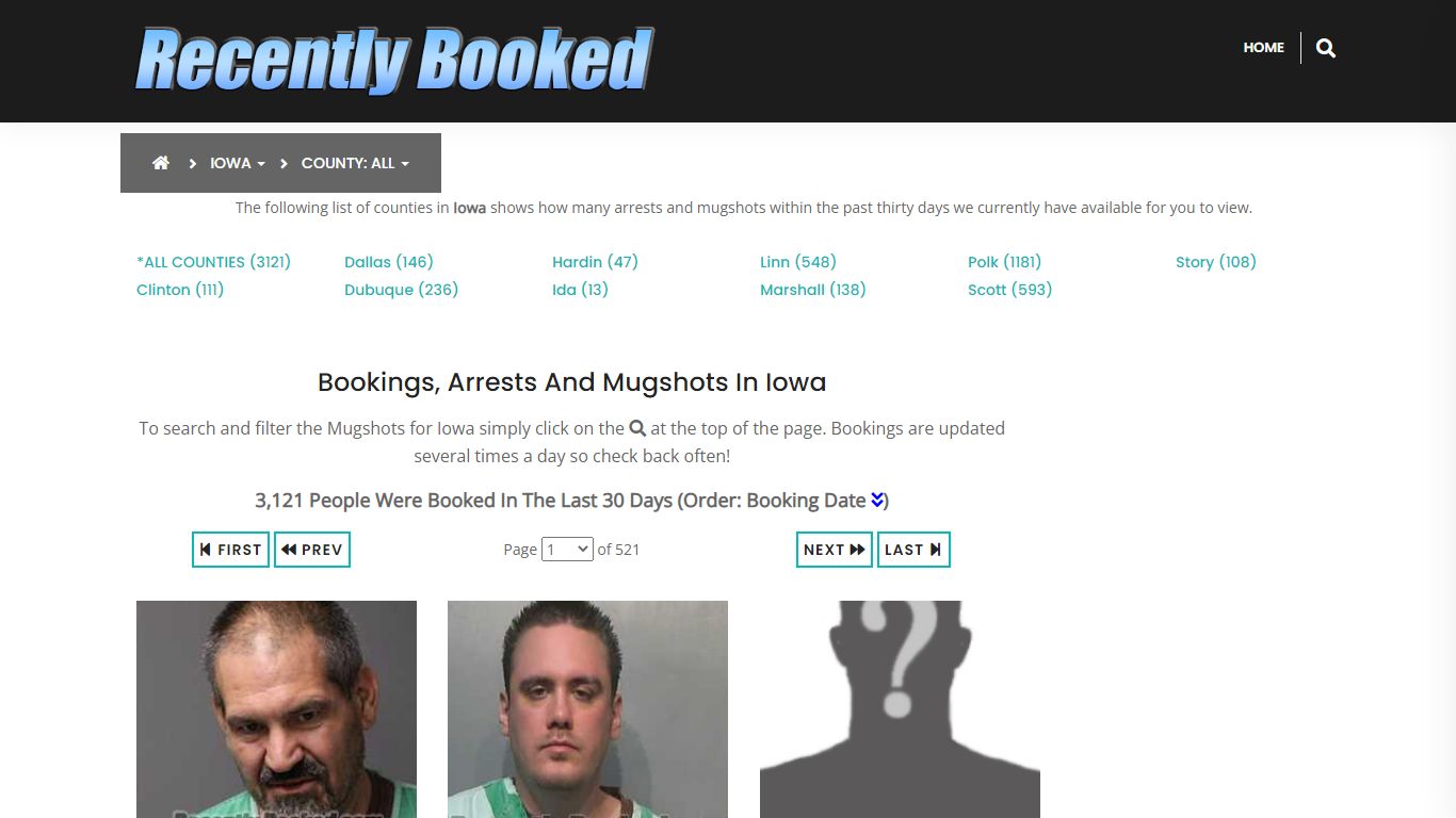 Recent bookings, Arrests, Mugshots in Iowa - Recently Booked